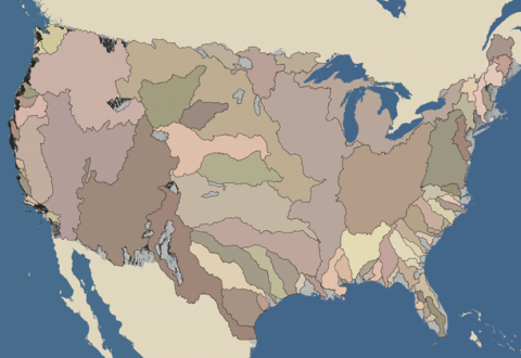 Map of 77 Major US Watersheds
